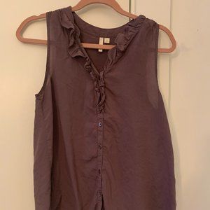 Frenchi Mauve Sleeveless Ruffle Blouse - Medium
